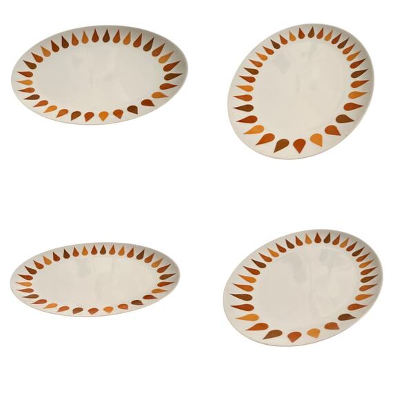 Vintage 1970s Thomas & Co Fraser Orange Sheba China Oval Serving Platter Mod - Picture 2 of 5